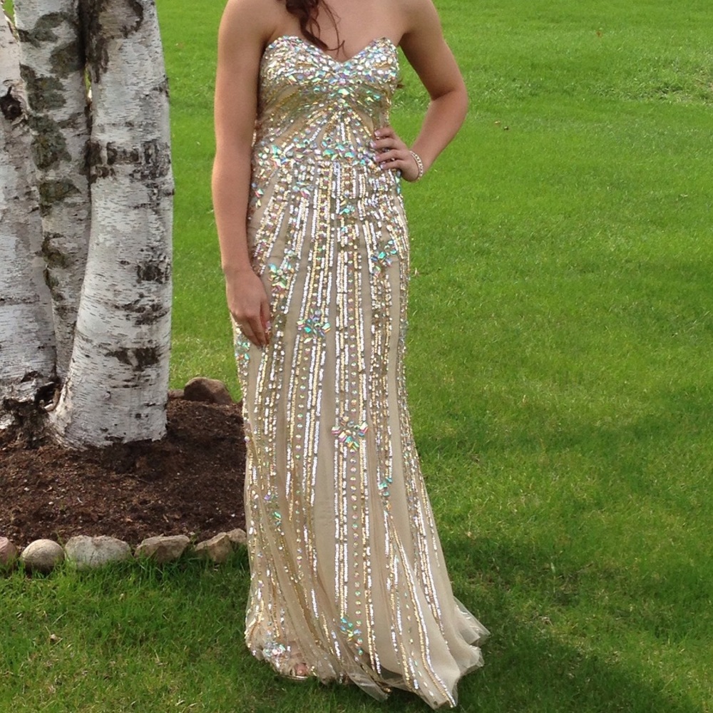 Champagne colored prom dress